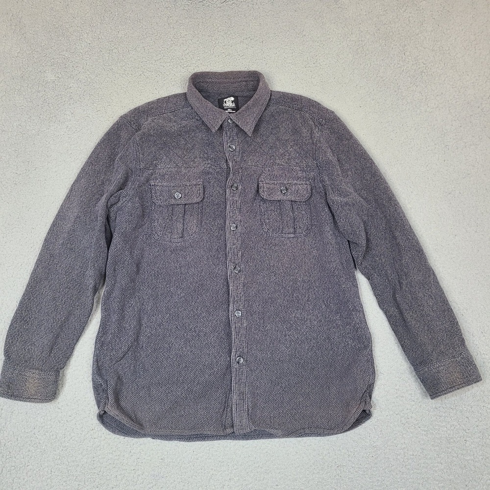 Route 66‎ Mens Flannel Shirt XL Blue Gray Striped Long Sleeve